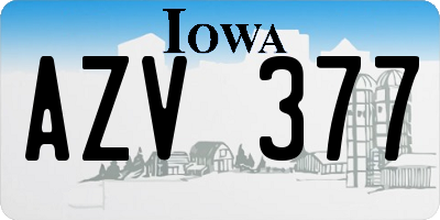 IA license plate AZV377