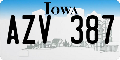 IA license plate AZV387