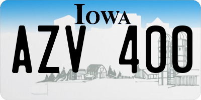 IA license plate AZV400