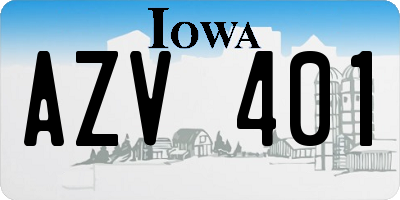 IA license plate AZV401