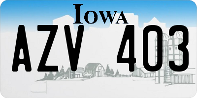 IA license plate AZV403