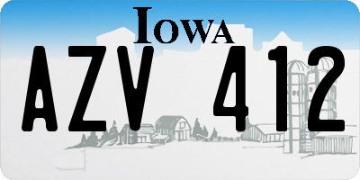 IA license plate AZV412