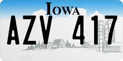 IA license plate AZV417