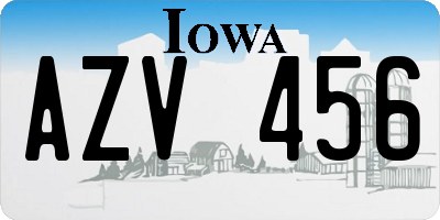 IA license plate AZV456