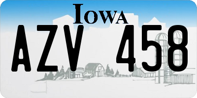 IA license plate AZV458