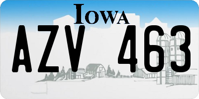 IA license plate AZV463