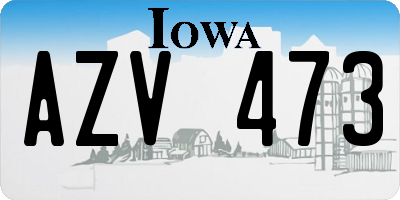 IA license plate AZV473