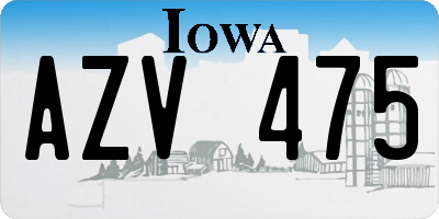 IA license plate AZV475