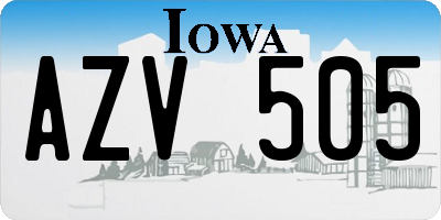 IA license plate AZV505