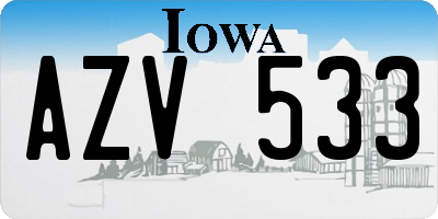 IA license plate AZV533