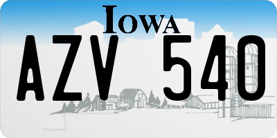 IA license plate AZV540