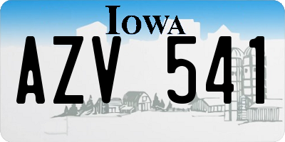 IA license plate AZV541