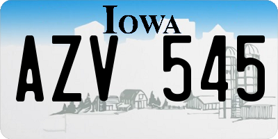 IA license plate AZV545