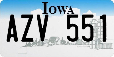 IA license plate AZV551