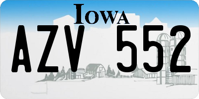 IA license plate AZV552