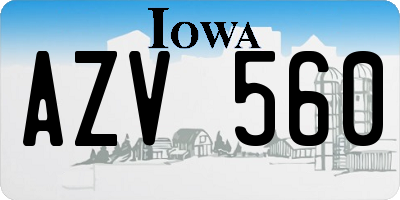 IA license plate AZV560