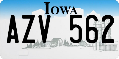 IA license plate AZV562
