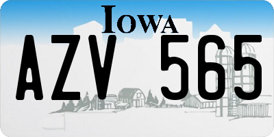 IA license plate AZV565
