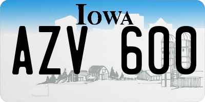 IA license plate AZV600