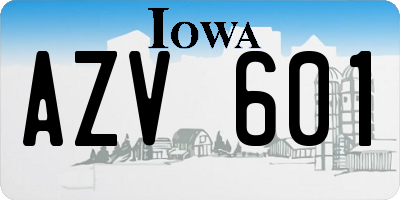 IA license plate AZV601