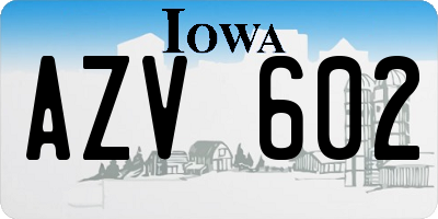 IA license plate AZV602