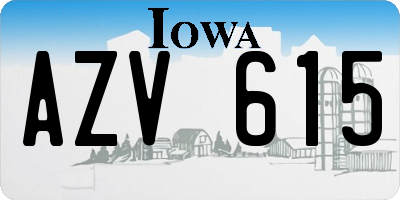IA license plate AZV615