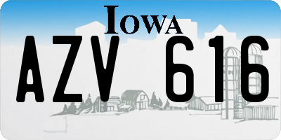 IA license plate AZV616