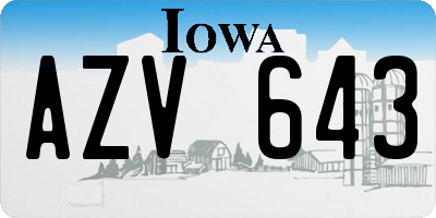 IA license plate AZV643