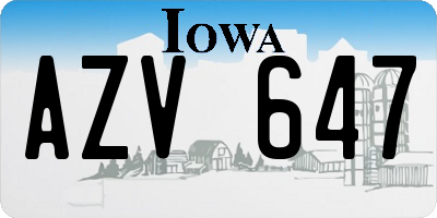 IA license plate AZV647