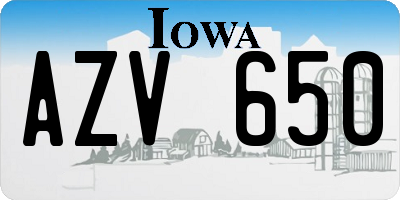 IA license plate AZV650