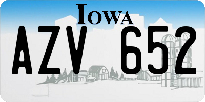 IA license plate AZV652