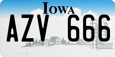 IA license plate AZV666