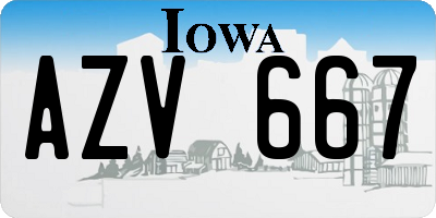 IA license plate AZV667