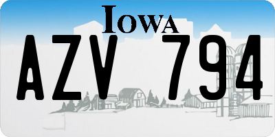 IA license plate AZV794