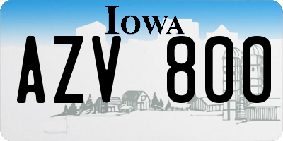 IA license plate AZV800