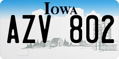 IA license plate AZV802