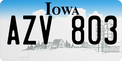 IA license plate AZV803