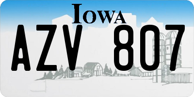 IA license plate AZV807