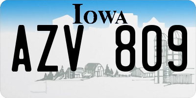 IA license plate AZV809