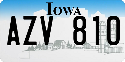 IA license plate AZV810