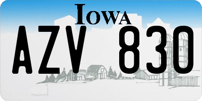 IA license plate AZV830