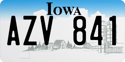 IA license plate AZV841
