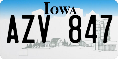 IA license plate AZV847
