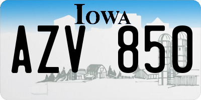 IA license plate AZV850