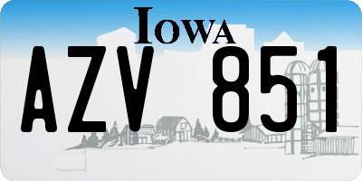 IA license plate AZV851