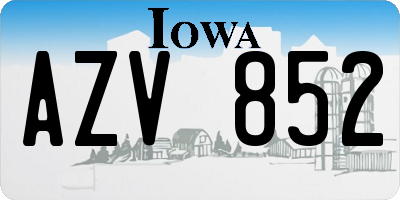 IA license plate AZV852