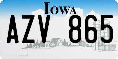 IA license plate AZV865
