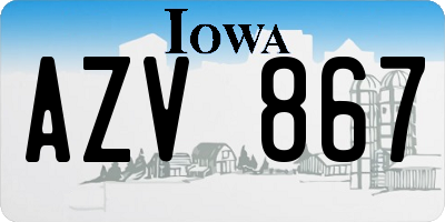 IA license plate AZV867