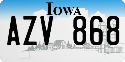 IA license plate AZV868
