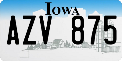 IA license plate AZV875